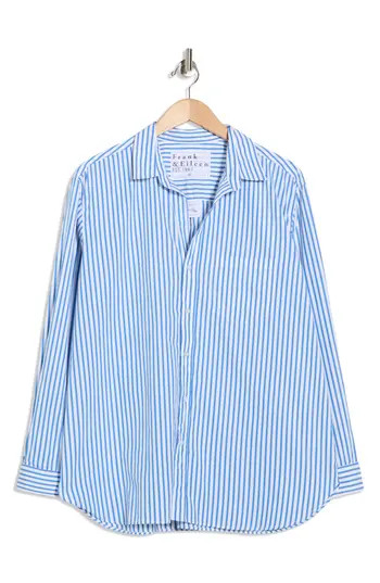 Frank & Eileen Relaxed Fit Cotton Button-Up Shirt in Classic Blue White Stripes at Nordstrom Rack, Size X-Small | Nordstrom Rack