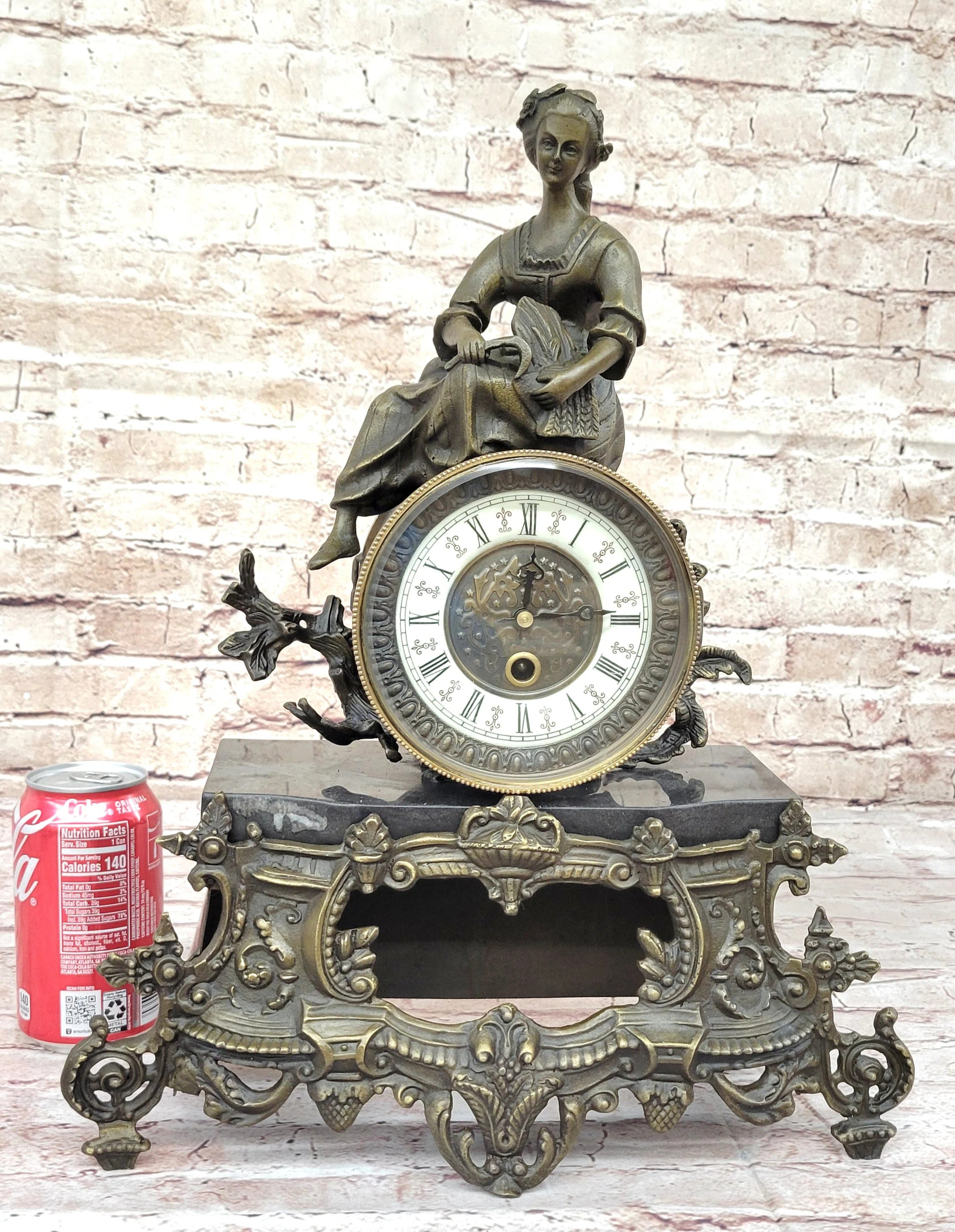 Handmade Bronze Figurative French Mantle Clock Vintage Style Original Sculpture Decor | Wayfair North America