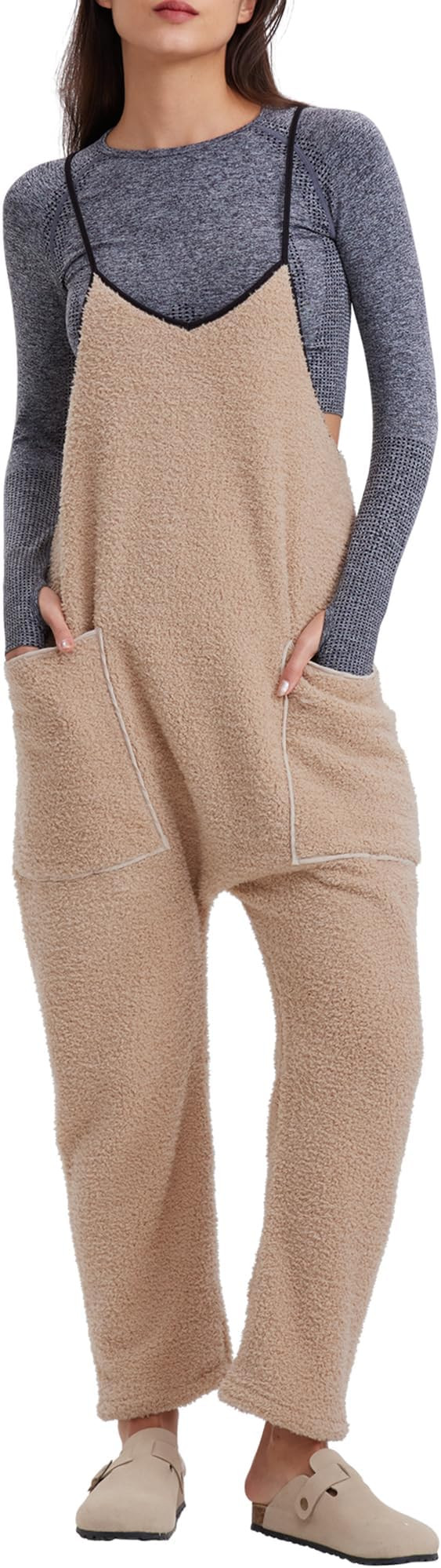 Gacaky Womens Winter Fleece Jumpsuits Casual Warm Onesie Rompers Sleeveless Loose Overalls Jumper... | Amazon (US)