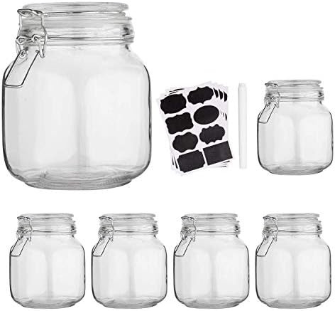 Amazon.com: Glass Kitchen Storage Canister Mason Jars with Lids,32oz Airtight Glass Canister with... | Amazon (US)