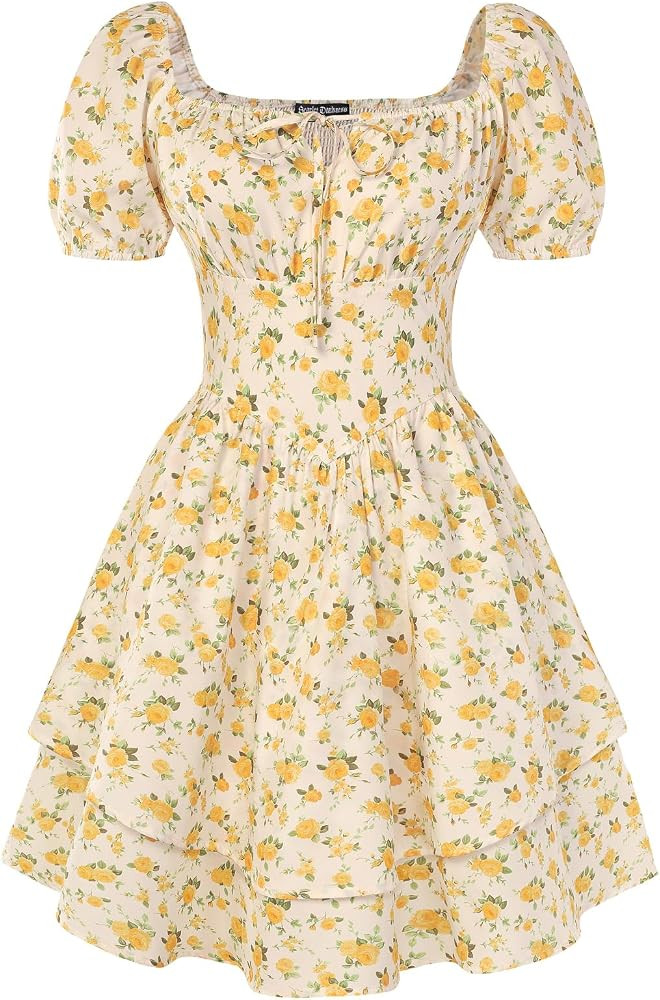 SCARLET DARKNESS Sommerkleid Damen Blumenmuster Kurzer Strandkleider A-Linien Mini Plissierter Sa... | Amazon (DE)