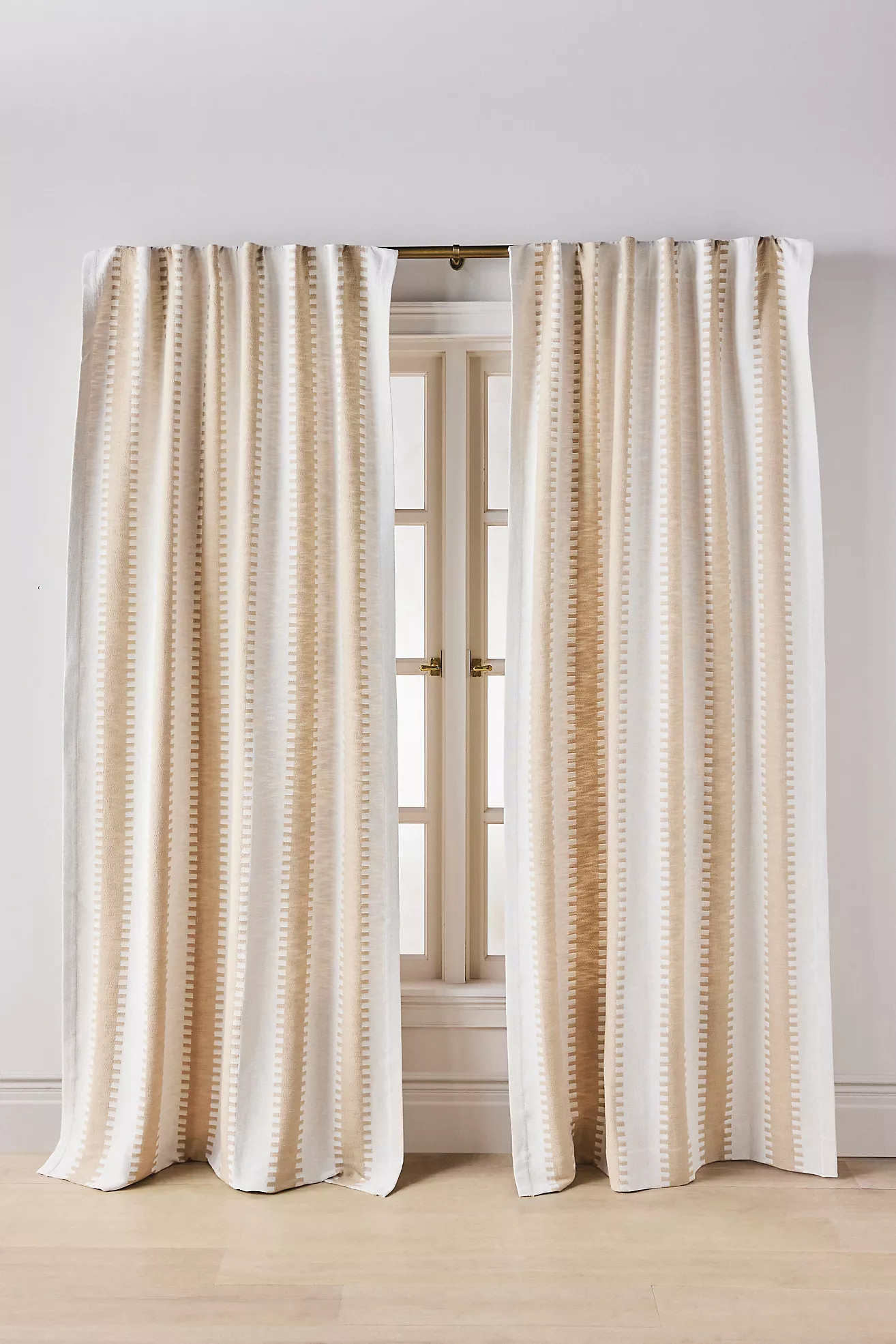 Cotton Jacquard Notched Striped Curtain | Anthropologie (US)