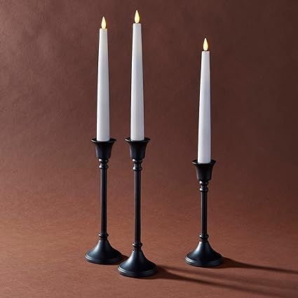 LampLust Black Taper Candle Holders for Candlesticks, 3 Pack Candle Holder, 7in 8in 9in Tall, Bla... | Amazon (US)