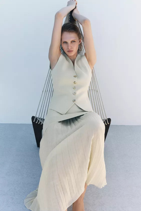 COMBINED PLEATED KNIT SKIRT | Zara UK