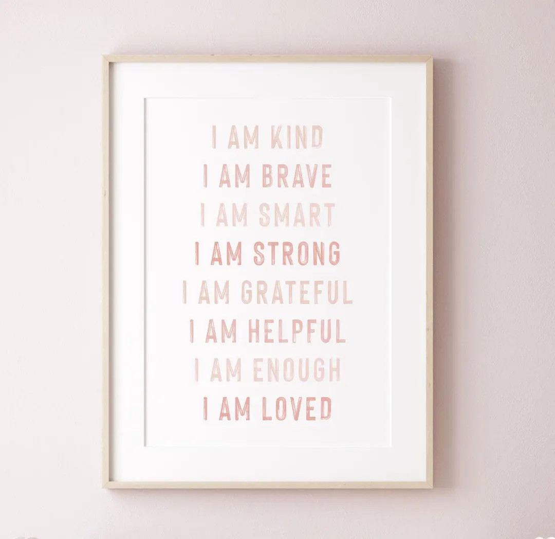 Girls affirmations prints, blush pink affirmations, pink playroom print, girls room print, girls ... | Etsy (US)