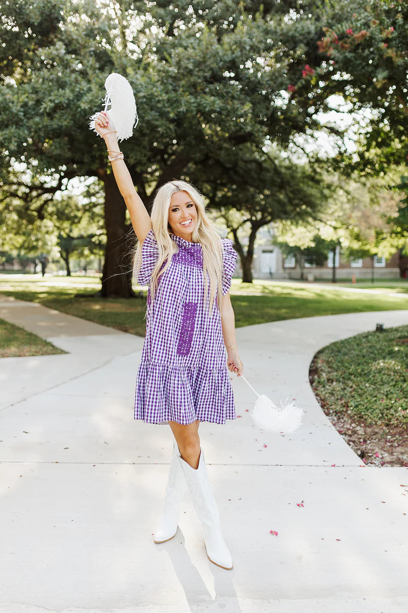 The Lilliana Ruffle Neck Dress -  Purple | The Impeccable Pig