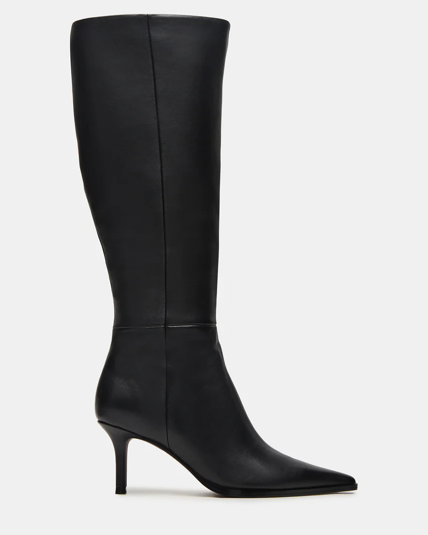 LINGO Black Leather Pointed-Toe Knee-High Women's Boot | Steve Madden (US)