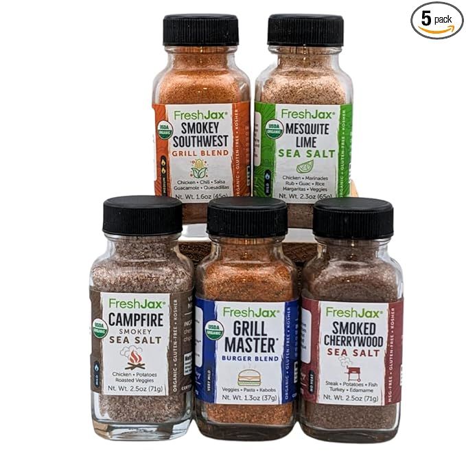 FreshJax Organic Spices | Smoked Salts and  Seasonings Gift Set | 5 Sampler Sized Seasoning Bottl... | Amazon (US)