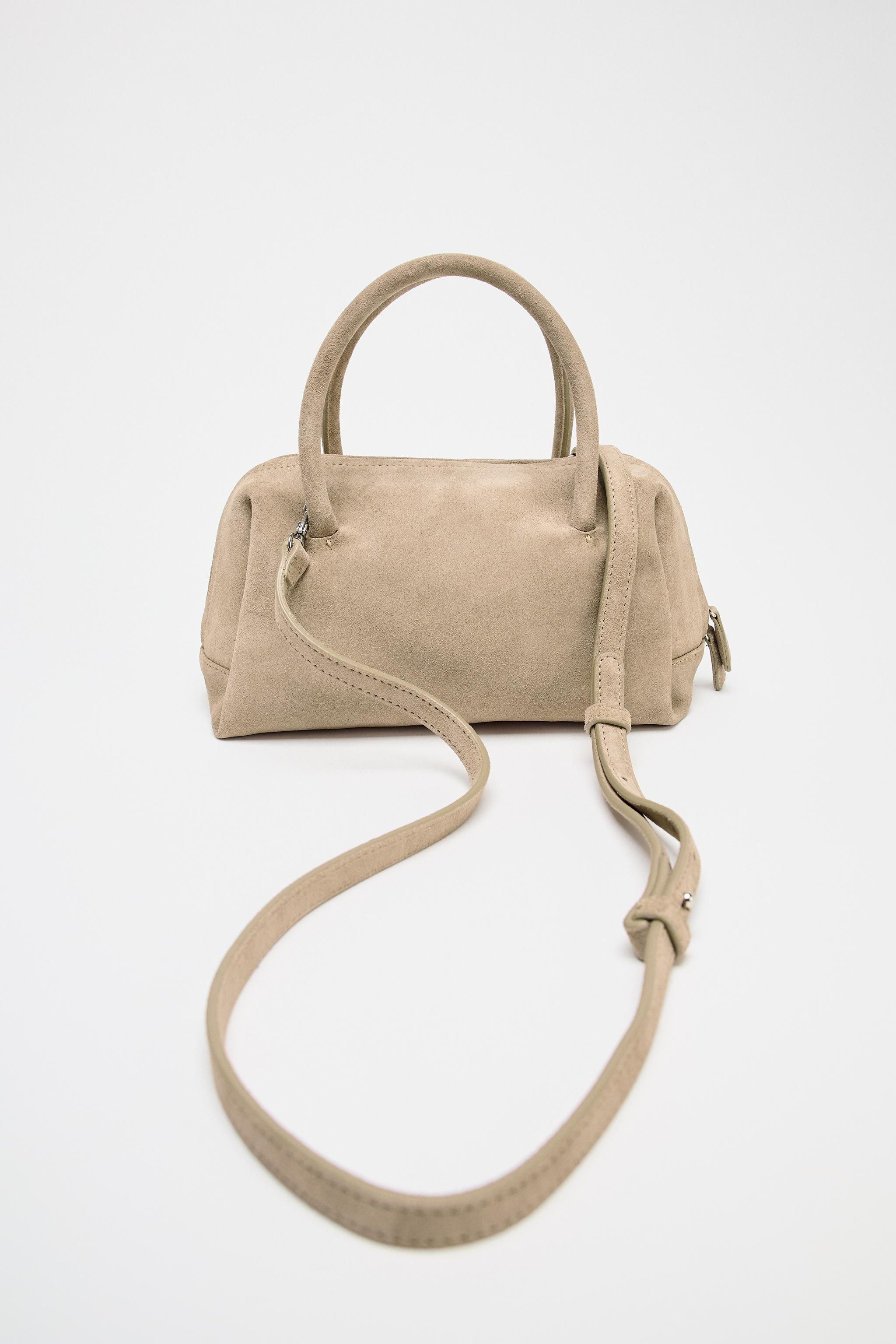 SPLIT SUEDE BOWLING BAG | Zara UK