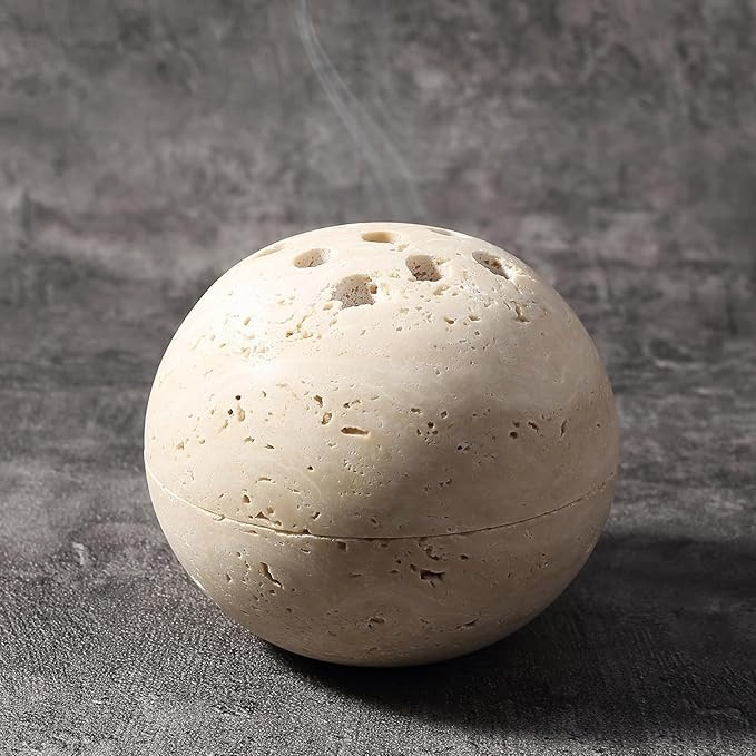 Koville Natural Travertine Incense Burner, Stone Incense Holder for Cone/Balsam Fir/Palo Santo/Sa... | Amazon (US)