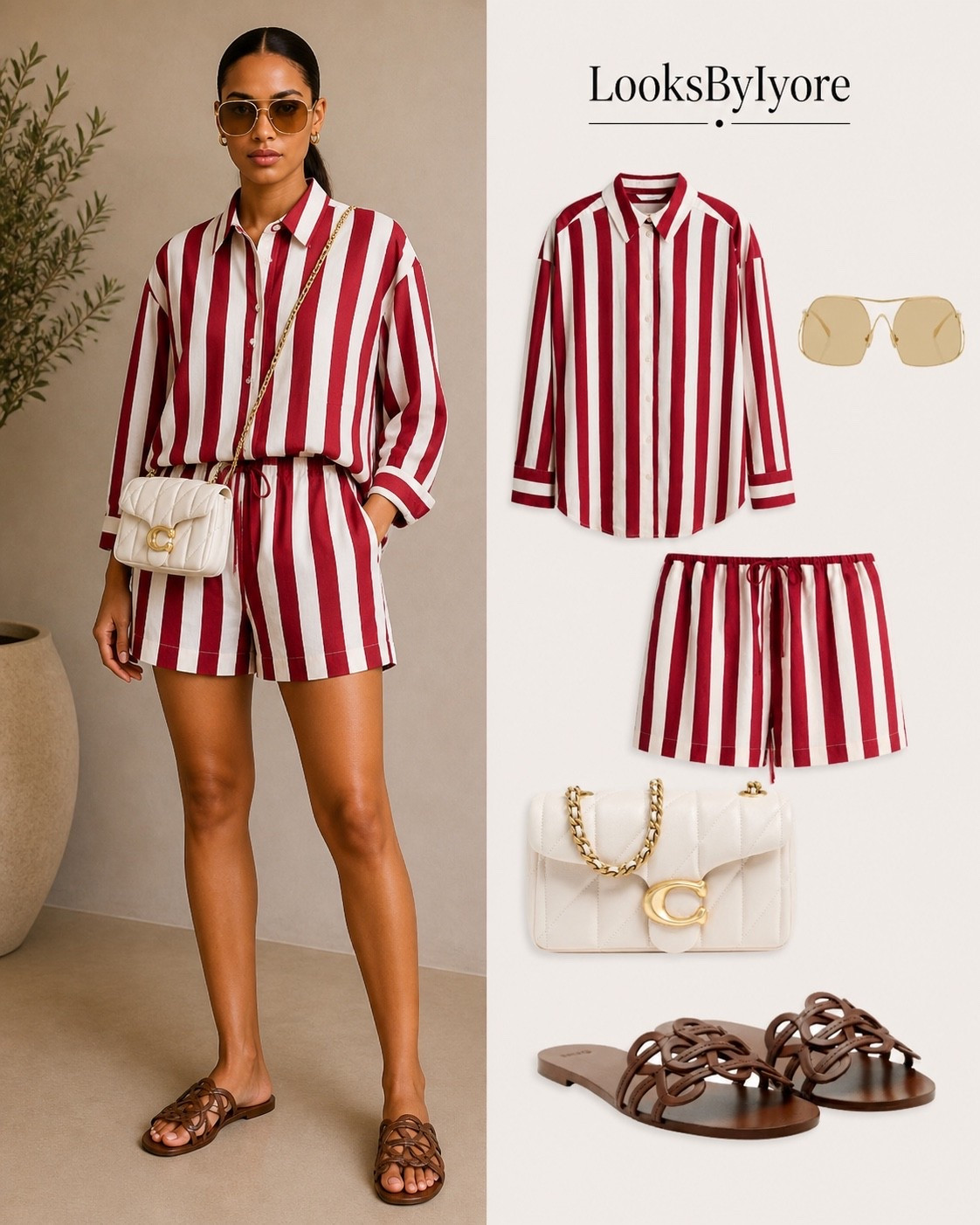 A sleek set. Actually a must have striped shirt. Shirt is OVERSIZED-  go down one size. Shorts are true to size  

#LTKstyletip #LTKsale #LTKbag