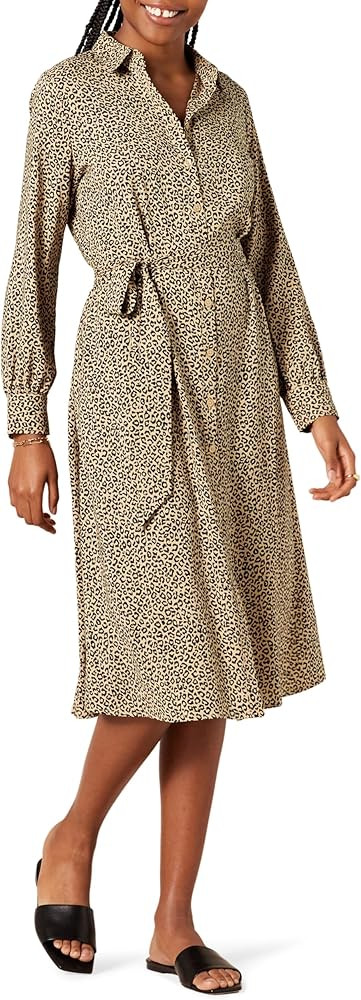 Amazon Essentials Women's Georgette Long Sleeve Midi Length Shirt Dress | Amazon (US)