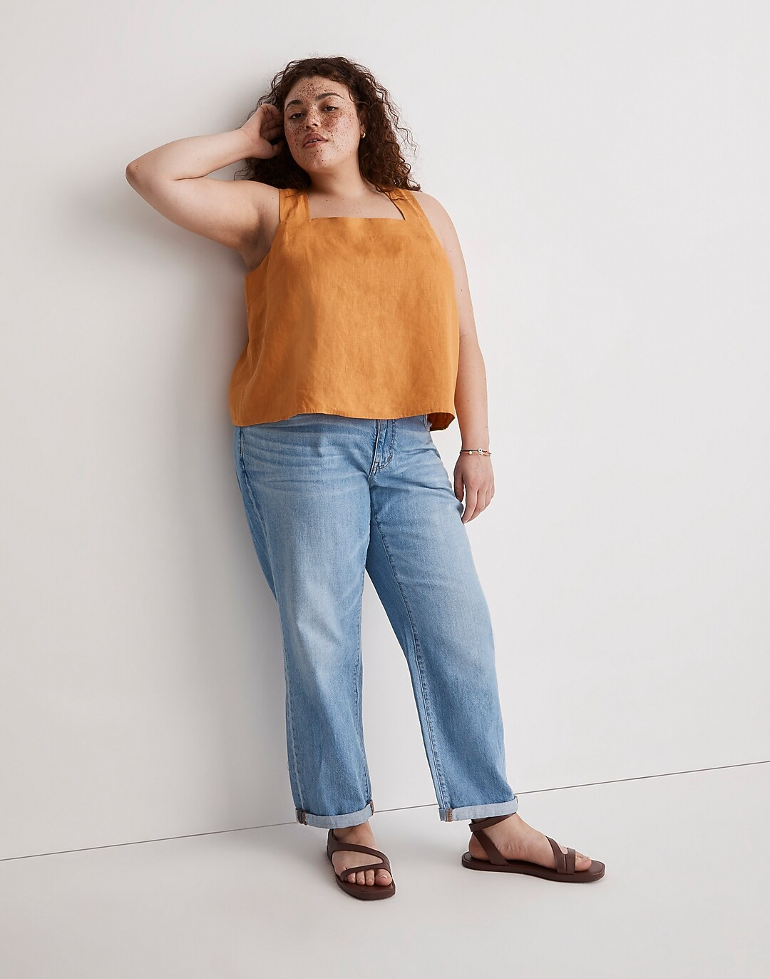 Plus 100% Linen Cross-Back Sleeveless Top | Madewell