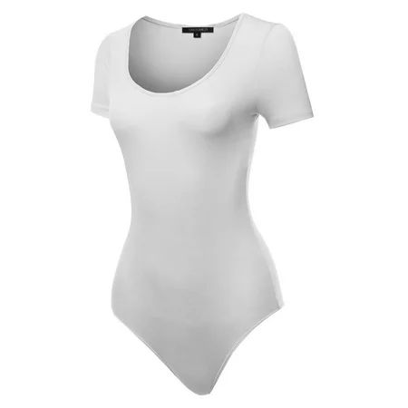 FashionOutfit Women's Solid Stretchable Basic Short Sleeve Bodysuit | Walmart (US)