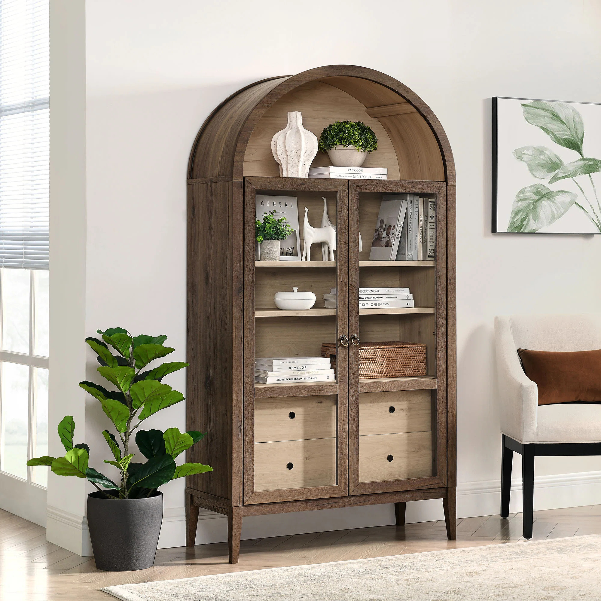 Nolan 74" Tall Arched Storage Display Cabinet | Wayfair North America