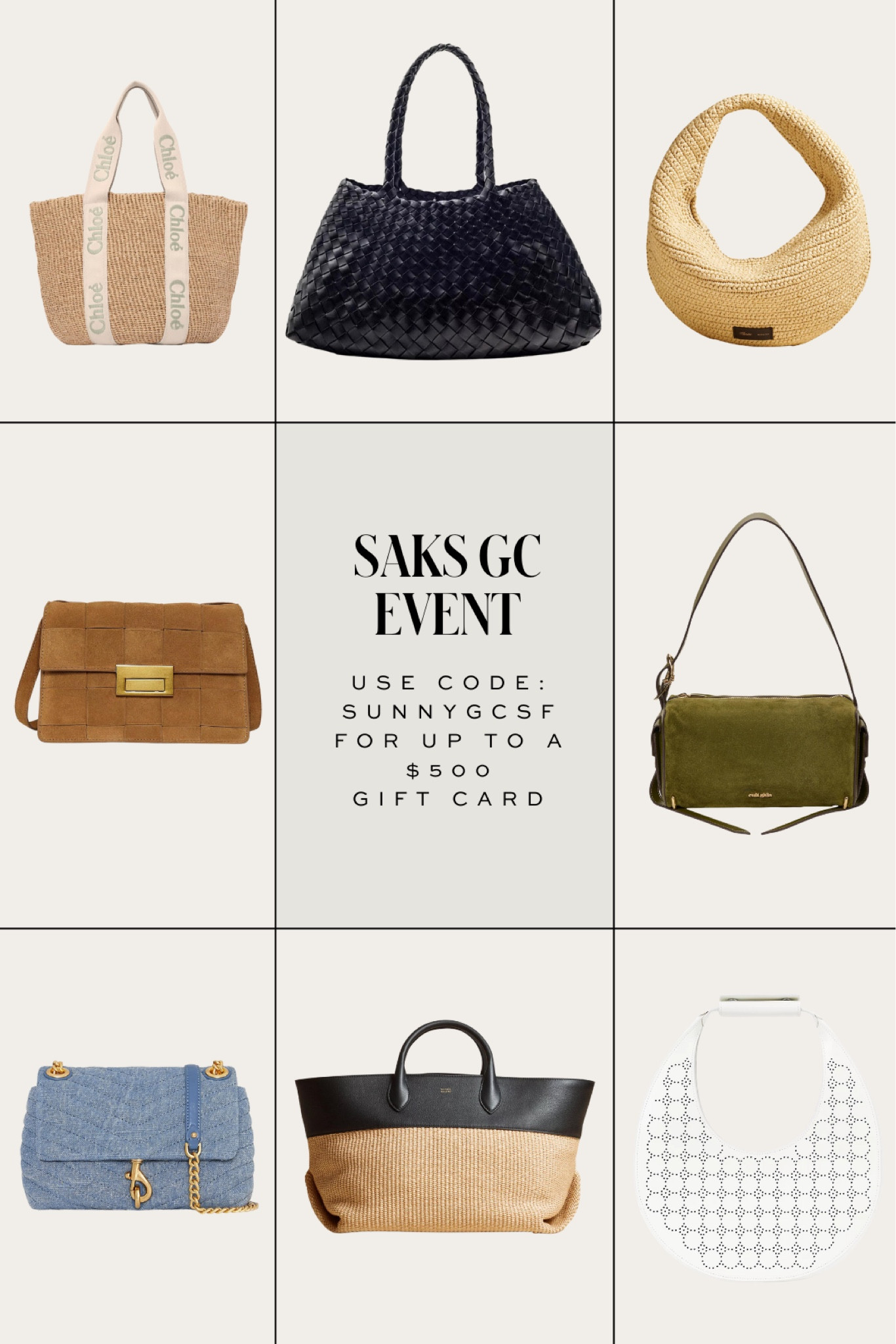 Saks gift card event - earn up to a $500 gift card when you purchase a designer handbag 
Designer bags on sale 
@saks #SaksPartner #Saks

#LTKSaleAlert #LTKItBag #LTKStyleTip