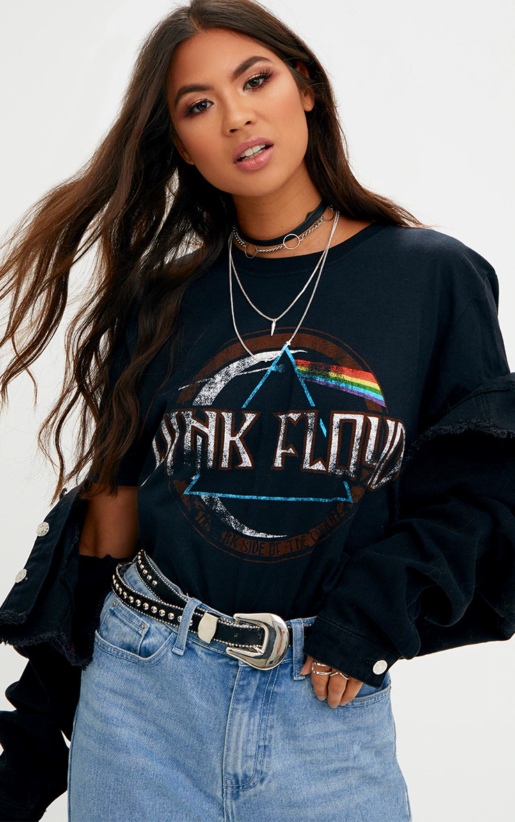T-shirt noir à slogan Pink Floyd | PrettyLittleThing (FR)