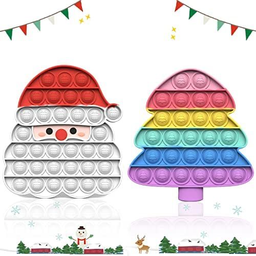 Christmas Pop Fidget Toy - Santa Christmas Tree Popper Fidget Bubbles Silicone Push Squeeze Senso... | Amazon (US)