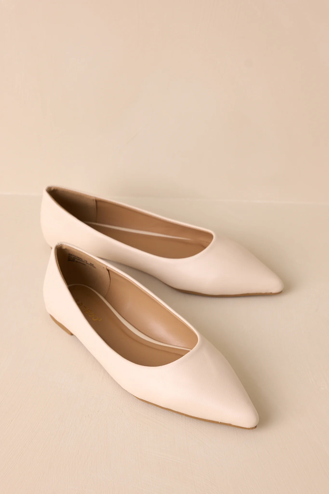 Look Impressed Ivory Pointed-Toe Ballet Flats | Red Dress