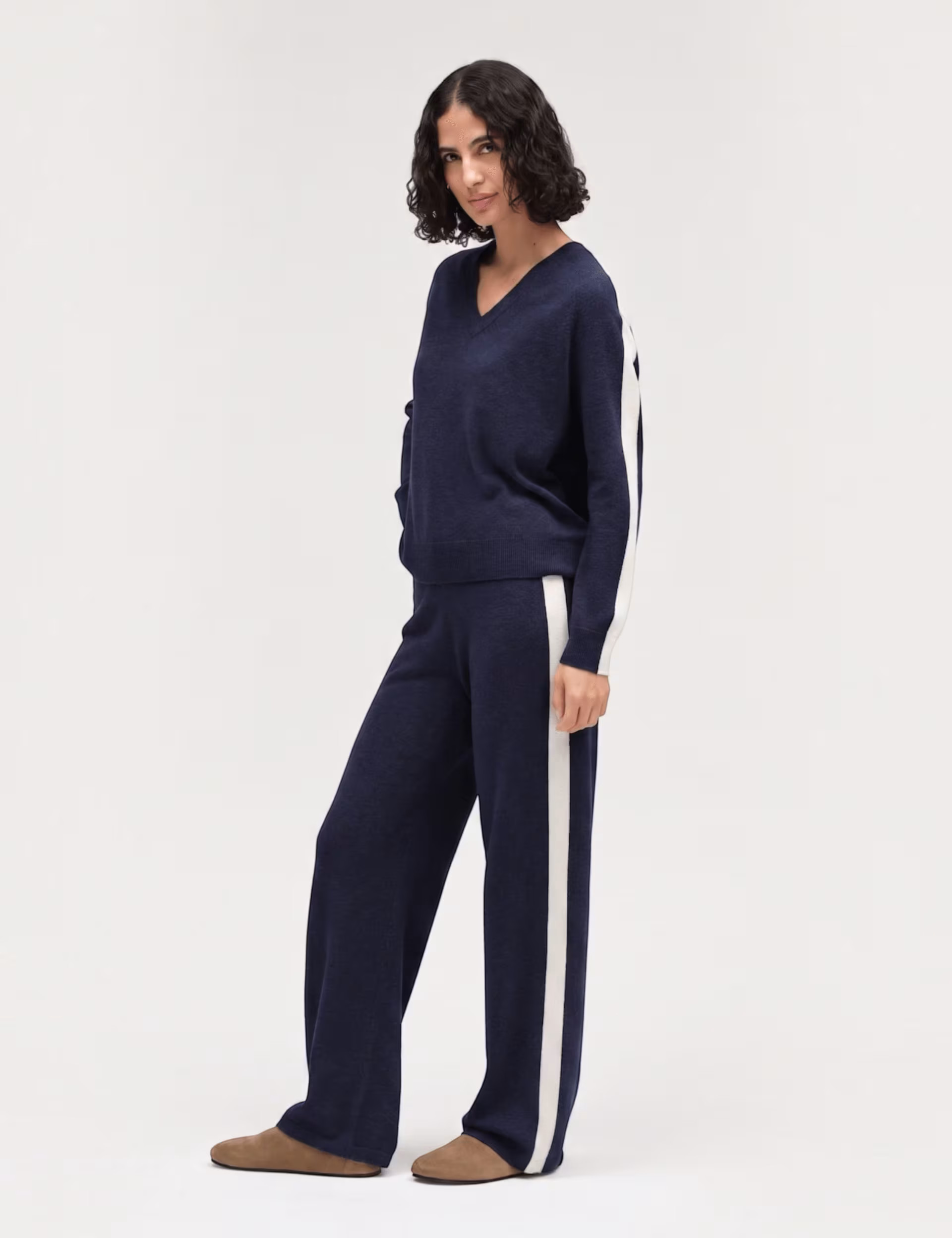 Striped Straight Leg Trousers with Wool | Marks & Spencer (UK)
