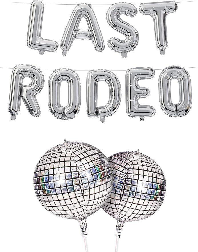 HOUSE OF PARTY Last Rodeo Foil Balloons 16" Silver Letter Balloons Cowgirl Bachelorette Party Hoe... | Amazon (US)