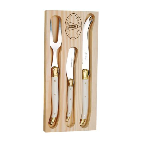 Jean Dubost Laguiole 3-Piece Cheese Set, Ivory Handles - Rust-Resistant Stainless Steel - Include... | Amazon (US)