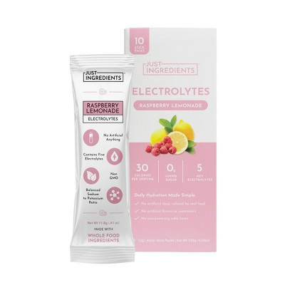 Just Ingredients Electrolytes Drink Mix - Raspberry Lemonade - 4.23oz/10ct | Target
