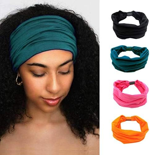 Woeoe African Headbands Knotted Hairbands Black Yoga Sport Head Wraps Wide Elastic Head Scarf for Wo | Amazon (US)