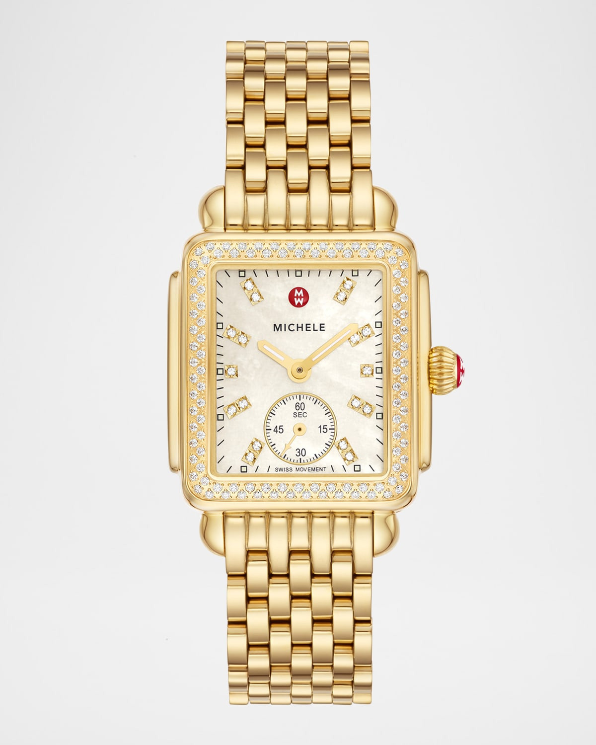 Deco Mid Diamond and Mother-of-Pearl Dial Watch in Gold-Tone | Neiman Marcus