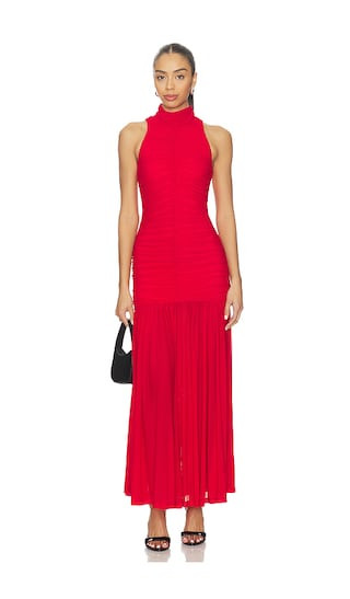 Bardot Orlana Mesh Maxi Dress in Red. - size 10 | Revolve Clothing (Global)