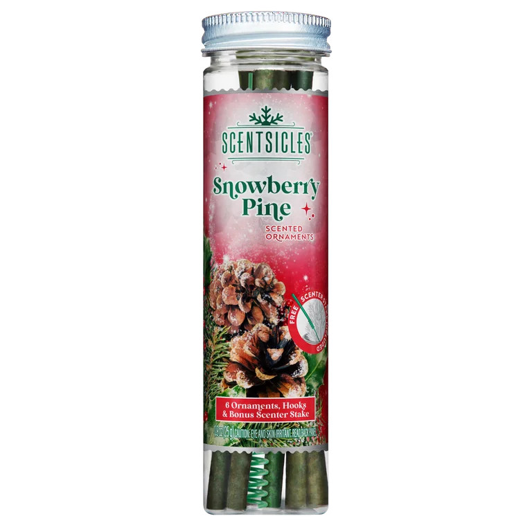 Scentsicles Scented Ornament Sticks, Snowberry Pine,  6ct Bottle | Walmart (US)