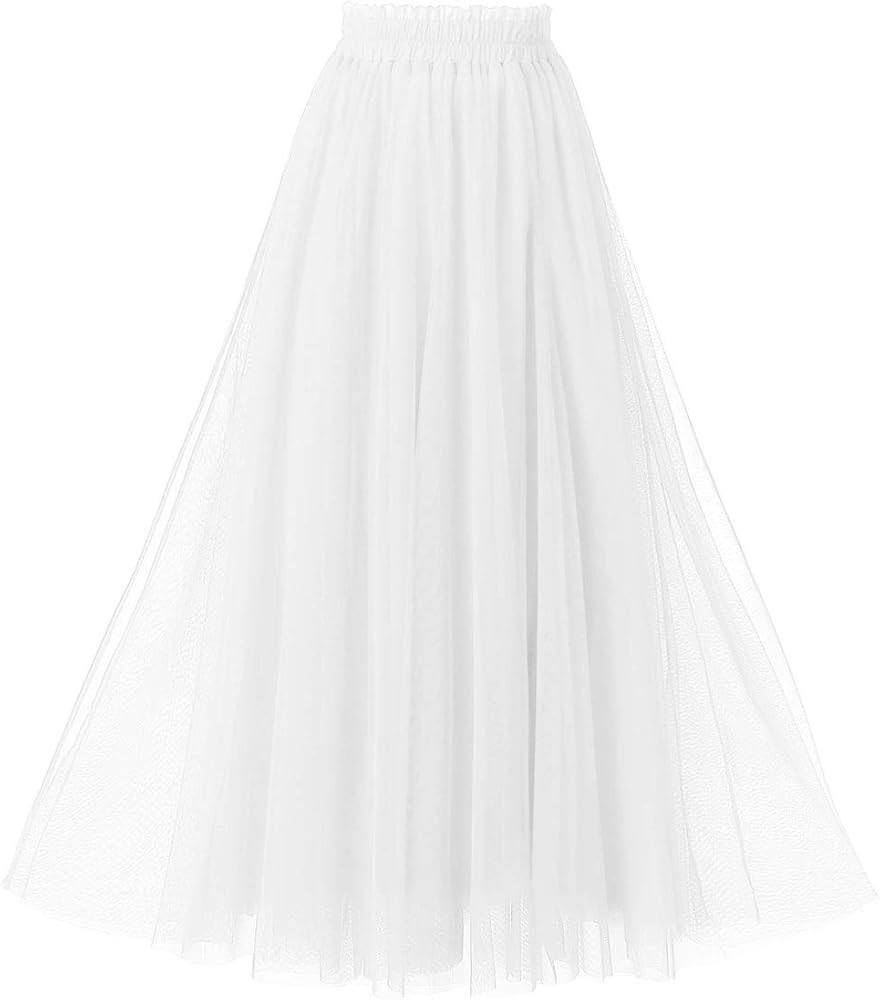 OBBUE Women's A Line Tulle Party Evening Tutu Skirts Tea Length | Amazon (US)