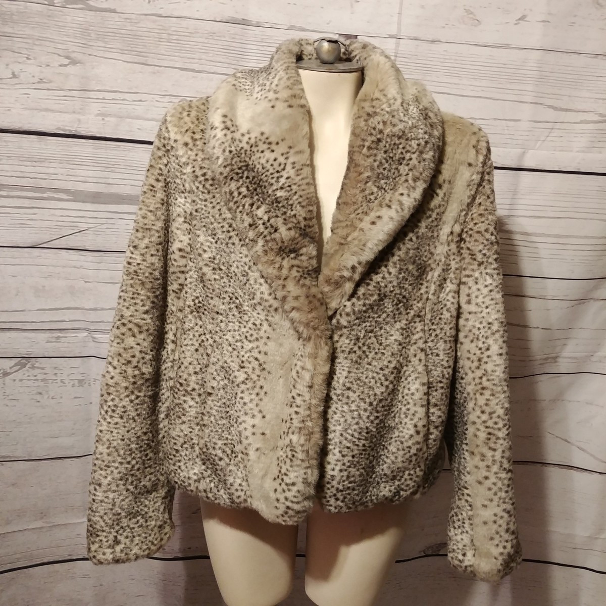 MOSSIMO ANIMAL PRINT FAUX FUR LONG SLEEVE COAT SIZE Med   | eBay | eBay US