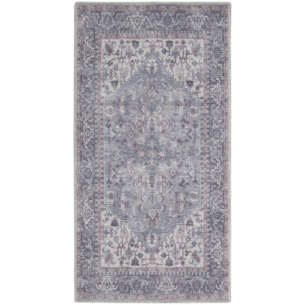 Nicole Curtis Machine Washable Vintage Boho Grey 2' x 3'9" Area Rug, (2' x 4') - Walmart.com | Walmart (US)