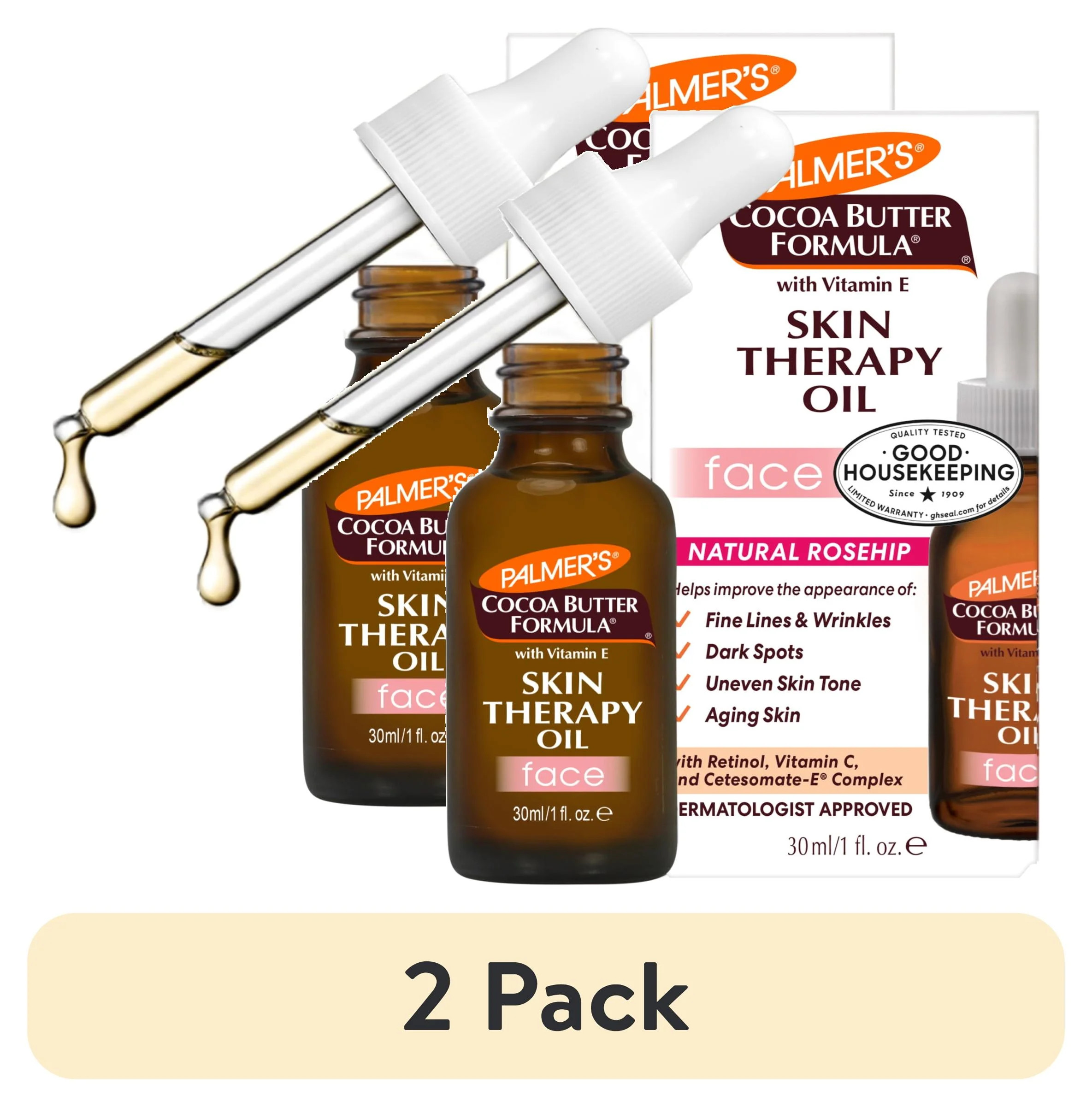 (2 pack) Palmer's Cocoa Butter Formula Rosehip Fragrance Skin Therapy Oil for Face, 1 fl oz | Walmart (US)