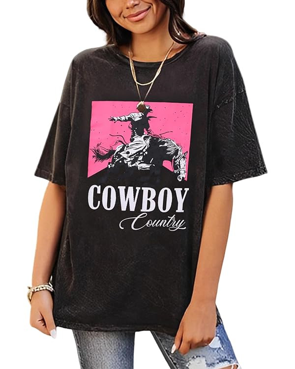 Cowboy Killer Shirt for Women Western Vintage Rodeo T-Shirt Retro Bull Skull Graphic Tee Summer C... | Amazon (US)