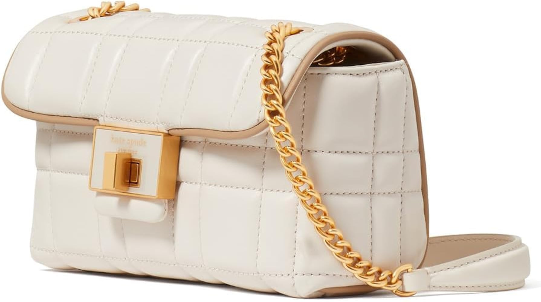 Kate Spade New York Evelyn Quilted Leather Small Shoulder Crossbody, Ivory | Amazon (US)