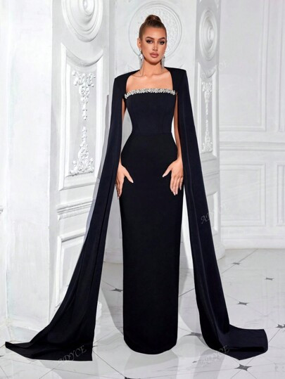 ADYCE Women's Tube Sash High Waist Maxi Slit Party Dress Formal Evening Gown Elegant Formal Dress... | SHEIN