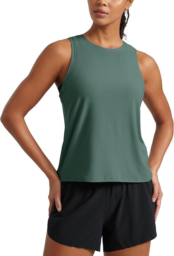 CRZ YOGA Cloudweight Crew Neck Workout Tanks Lightweight Athletic Gym Tops for Women Soft Basic R... | Amazon (US)