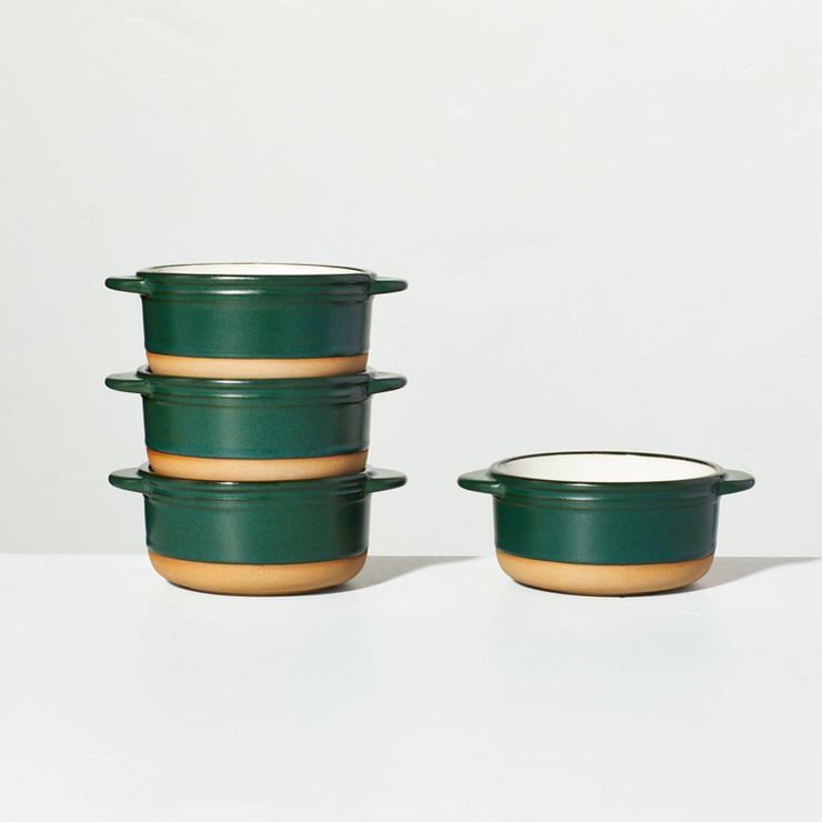 4pk 14oz Winter Tree Stoneware Mini Bowl Set Green/Cream/Clay - Hearth & Hand™ with Magnolia | Target