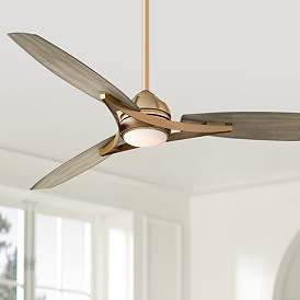 65" Minka Aire Molino Soft Brass Wet Location LED Smart Fan | www.lampsplus.com | Lamps Plus
