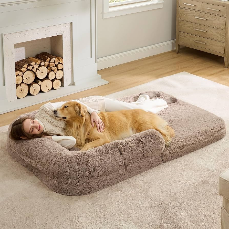 Bedsure Foldable Human Dog Bed for People Adults, 2 in 1 Calming Human Size Giant Dog Bed Fits Pe... | Amazon (US)