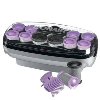 1-1/2 in. x 1-3/4 in. Ceramic Hot Rollers with Super Clips Included in Black/Purple (12-Pieces) | The Home Depot