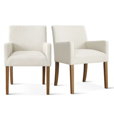 20.5'' Seat Height Linen Upholstered Solid Wood Dining Armhair | Wayfair North America