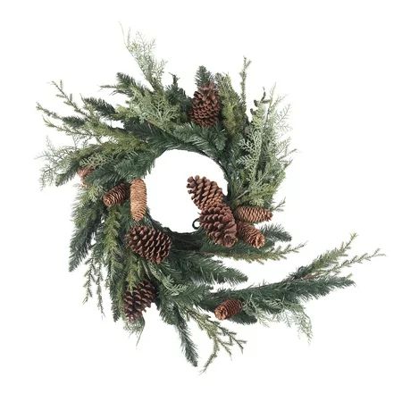 Holiday Time 9-Foot Spring Garland 80 PE/PVC Tips and 15 Natural Pinecones | Walmart (US)