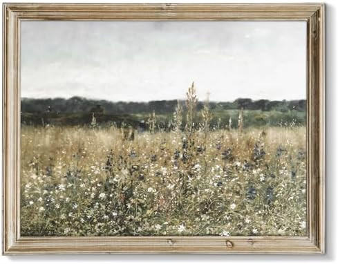 RETRART Vintage Wall Art, Wildflower Field Landscape Oil Painting - Vintage Farm House Decor for ... | Amazon (US)