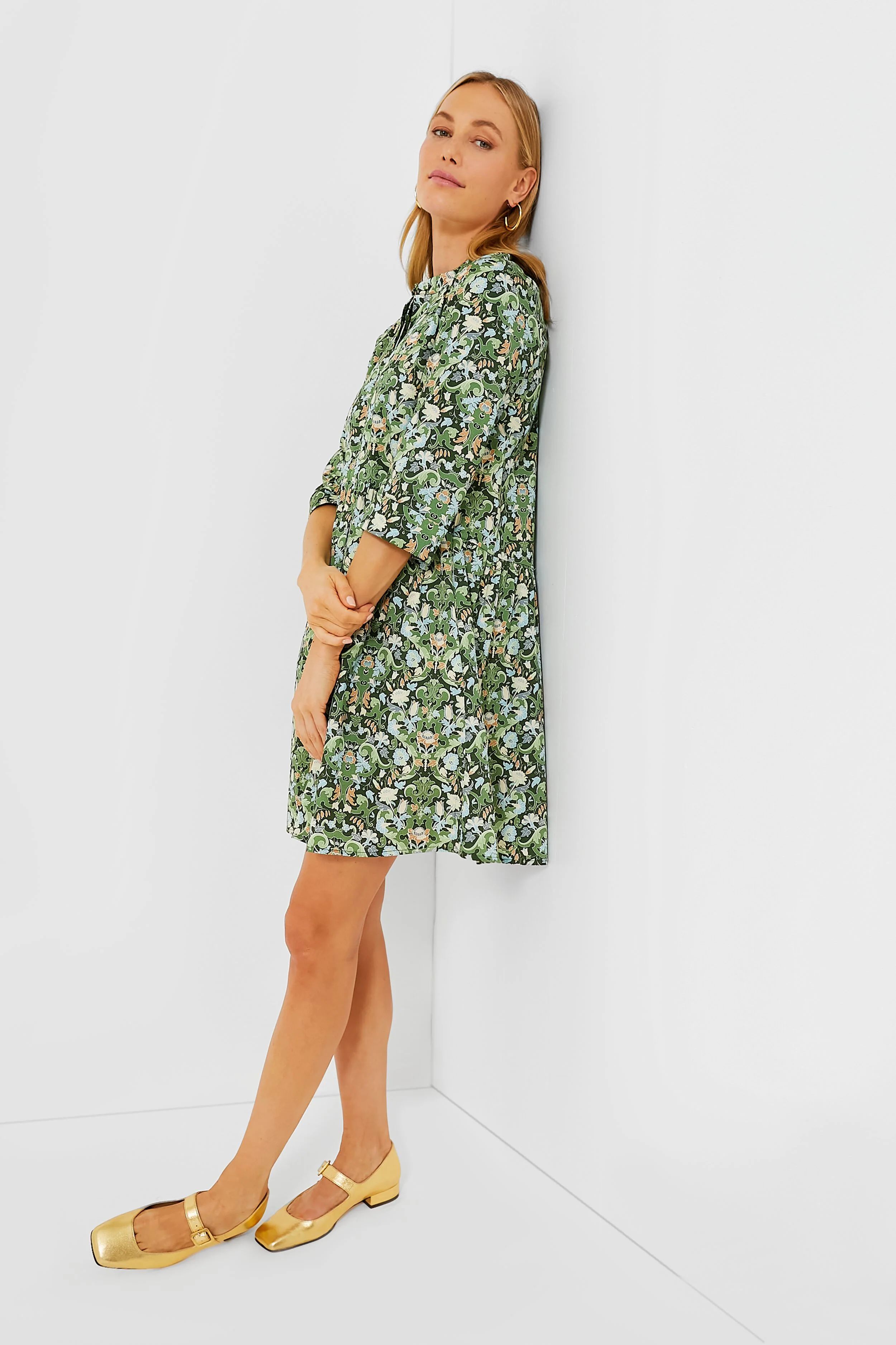 Sage Deco Damask Royal Shirt Dress | Tuckernuck (US)