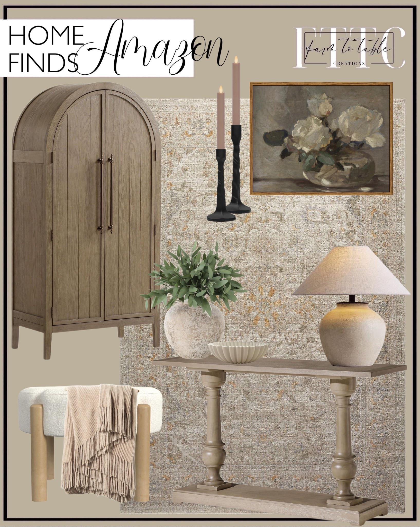 Amazon Home Finds. Follow @farmtotablecreations on Instagram for more inspiration.

Maven Lane Selene Classical Wooden 2 Door Cabinet with Storage for Kitchen or Dining Room. Maven Lane Arthur Traditional Rectangular Accent Console Table for Small Spaces and Front Door Entrance Hallway in Antiqued Grey Finish. Botanical Large Framed Wall Art, Plant Vintage Art Decor Room. InSimSea Vintage Flower Canvas Wall Art Framed Wall Decorations, Mid Century Modern Wall Decor. Loloi Chris Loves Julia x Rosemarie Collection ROE-02 Area Rug 6'-3" x 9' Ivory/Natural Rectangular  Black Candle Holders. Luminara Set of 2 Moving Flame LED Taper (1x9.75), Flameless Candle Tapers, Melted Edge, Smooth Wax, Unscented (Timeless Taupe). HomePop Luna Modern Round Ottoman Home Décor|Ottoman for Living Room & Bedroom - Cream Boucle. Deco 79 Ceramic Handmade Decorative Vase Antique Style Round Centerpiece. Farmhouse Ceramic Table Lamp for Living Room. lifein Throw Blanket for Couch. Large Decorative Bowl - White Decorative Bowls for Home Decor - Organic Modern Home Decor Bowl - Concrete Ruffle Bowl Decor. Affordable Home Decor. Amazon Home Decor. Budget Friendly Decor. Living Room Decor. Entryway Decor. 


#LTKSaleAlert #LTKHome #LTKFindsUnder50