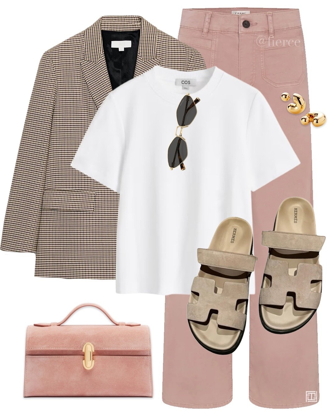 Pink jeans Hermes Tahoe suede sandals suede pink bag check blazer white Tshirt casual look

#LTKuk #LTKspring #LTKeurope