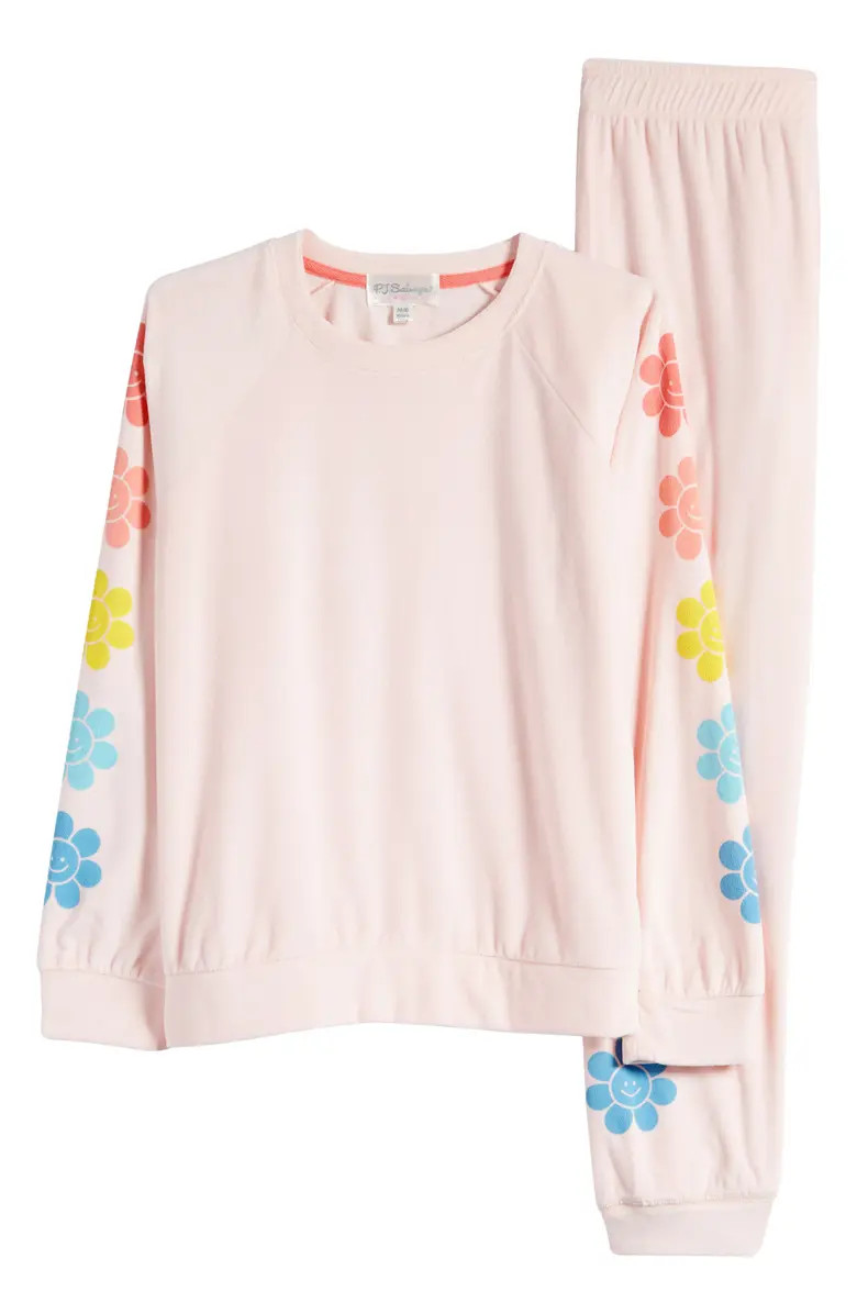 Kids' Relaxed Fit Banded Waist Fleece Two-Piece Pajamas | Nordstrom